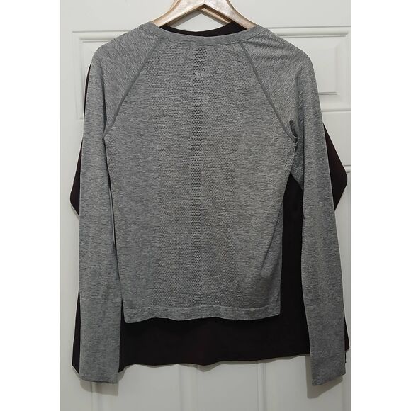 Lululemon womens size 10 swiftly tech running shirt gray burgundy lot of 2 - Picture 5 of 9